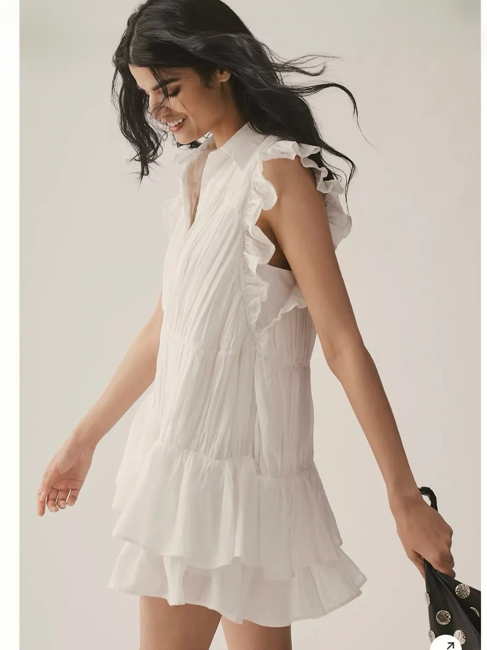 Anthropologie Sleeve Ruffle Mini Shirt Dress - Picture 3 of 9